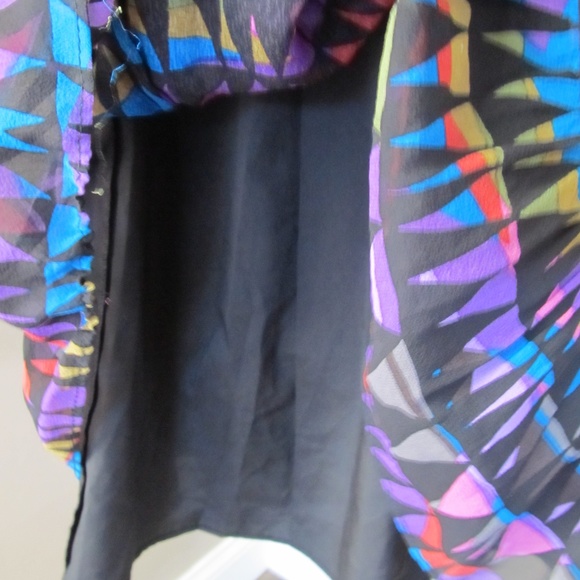 Colorful Silk TheCue Cher Qu Flounced Bodice and Hem Thin Strap Elasticized Mini - Picture 8 of 12